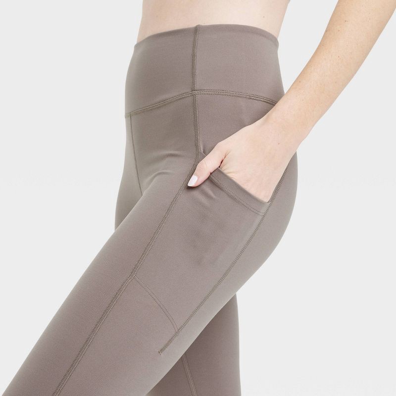 Women's Brushed Sculpt High-Rise Pocketed Leggings - All In Motion™ Taupe L  1 ct