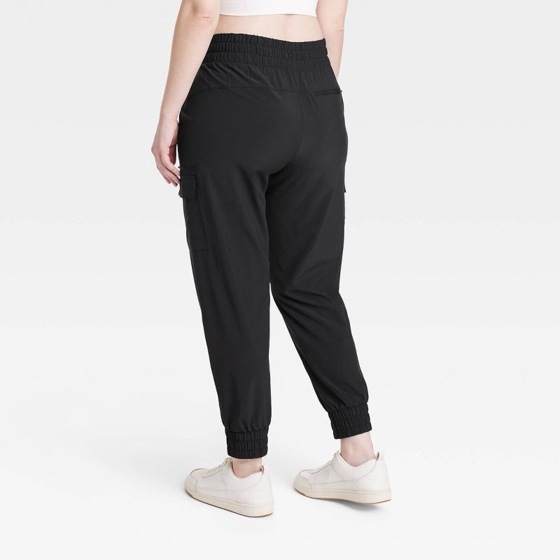 Women's Flex Woven Mid-Rise Cargo Joggers - All In Motion™ Black