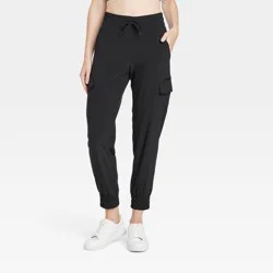 Women's Active Light Mid-Rise Cargo Jogger Pants - All In Motion™ Black XL