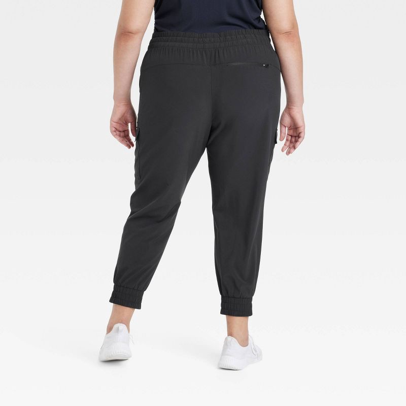 slide 2 of 3, Women's Active Light Mid-Rise Cargo Jogger Pants - All In Motion™ Black XXL, 1 ct