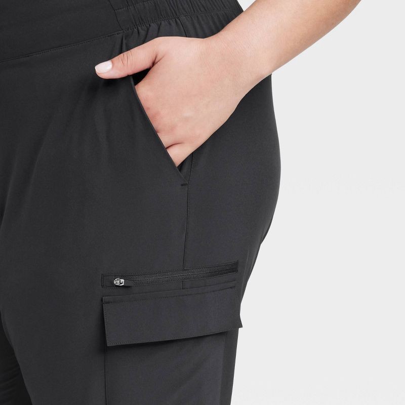 slide 3 of 3, Women's Active Light Mid-Rise Cargo Jogger Pants - All In Motion™ Black XXL, 1 ct