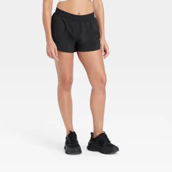 Women's Woven Mid-Rise Run Shorts 3" - All In Motion™ Black S