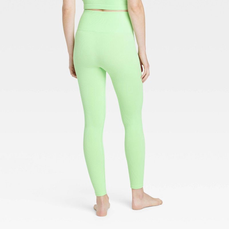 Women's Seamless High-Rise Rib Leggings - All In Motion™ Light Green S