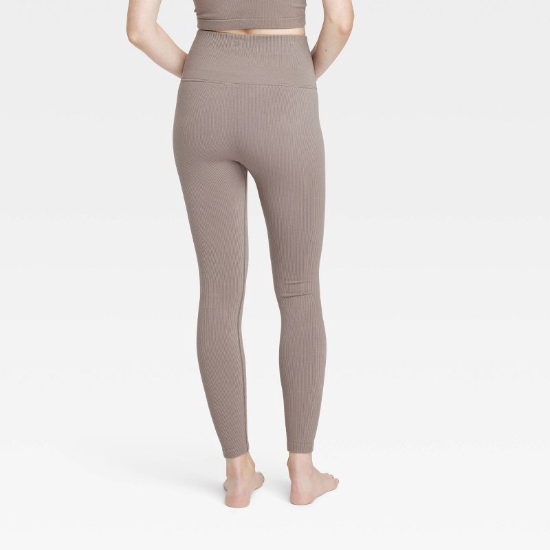 Women's Seamless High-Rise Rib Leggings - All In Motion™ Taupe XXL 1 ct