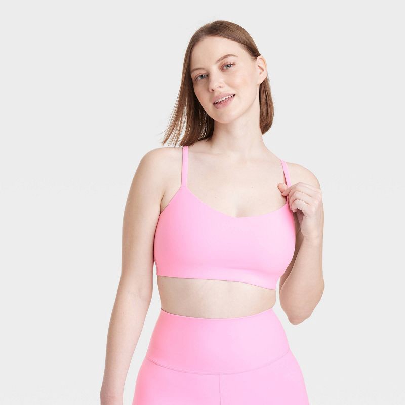 Women's Everyday Soft Light Support Strappy Sports Bra - All In Motion™  Pink XS 1 ct