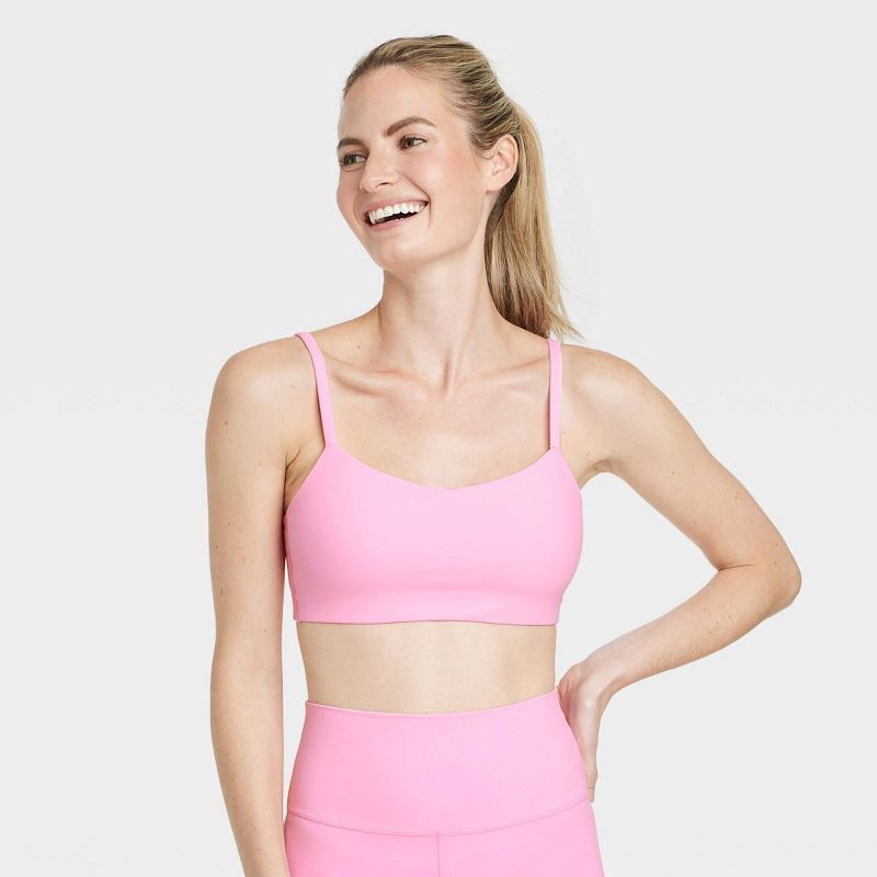 Women's Everyday Soft Light Support Strappy Sports Bra - All In Motion™  Pink S 1 ct