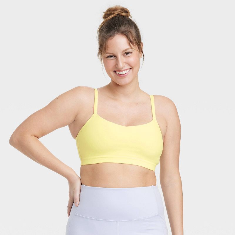 Women's Everyday Soft Light Support Strappy Sports Bra - All In Motion™  Lemon Yellow XL 1 ct