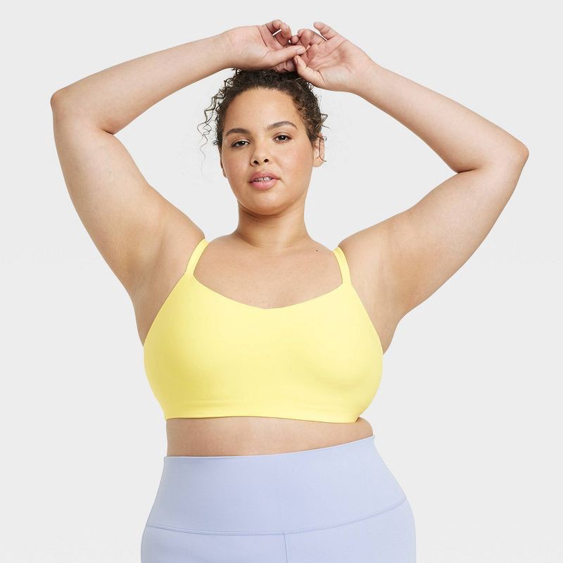 Women's Everyday Soft Light Support Strappy Sports Bra - All In Motion™  Lemon Yellow XXL 1 ct
