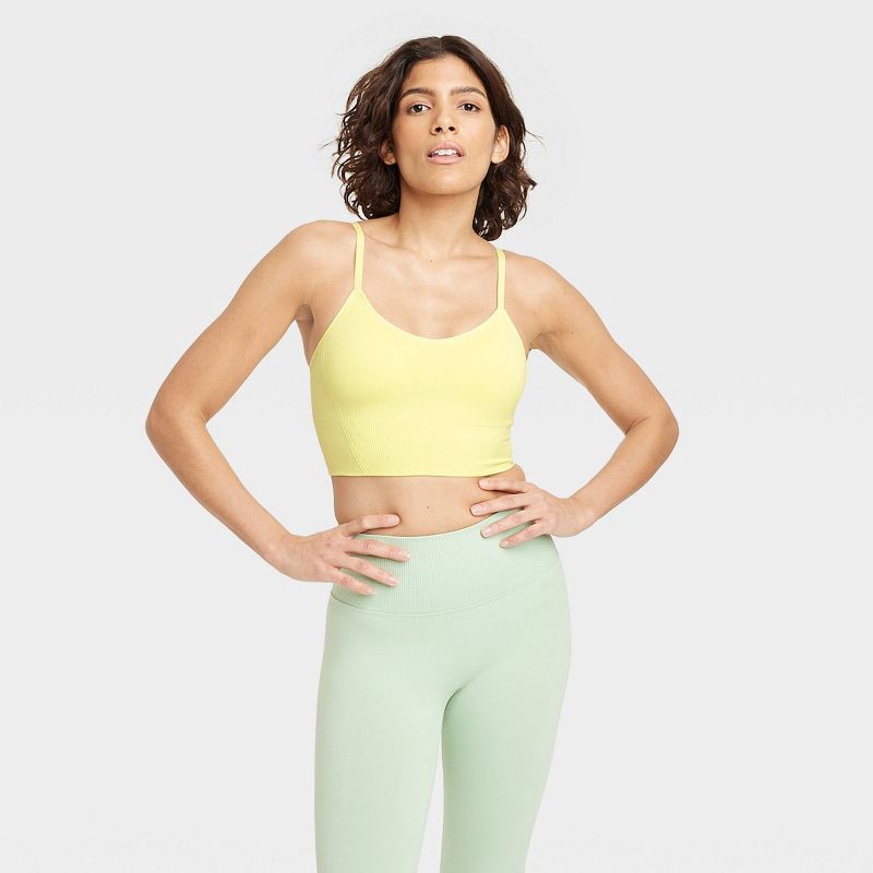 Women's Seamless Medium Support Cami Longline Sports Bra - All In Motion™  Lemon Yellow XL 1 ct