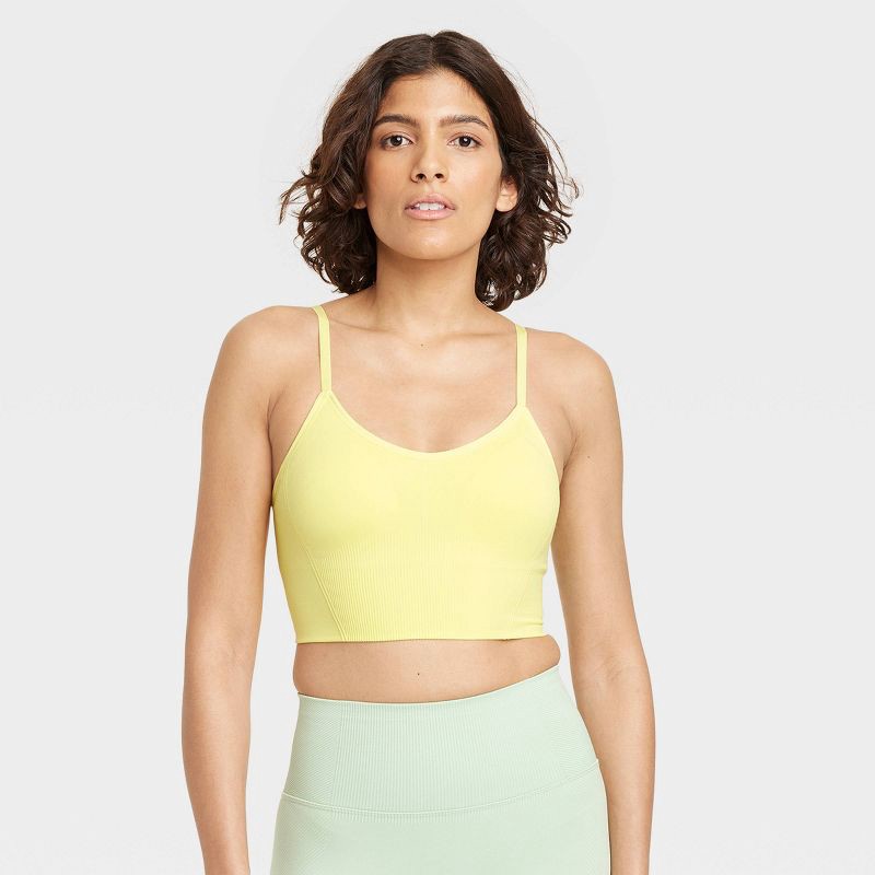Women's Seamless Medium Support Cami Longline Sports Bra - All In Motion™  Lemon Yellow XL 1 ct