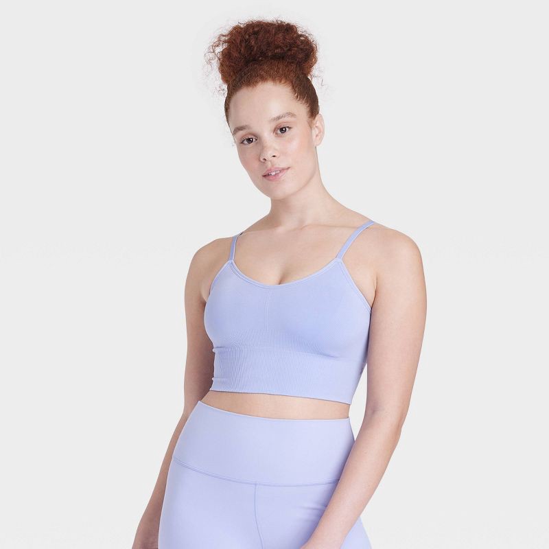 Women's Seamless Medium Support Cami Longline Sports Bra - All In Motion™  Lilac Purple XL