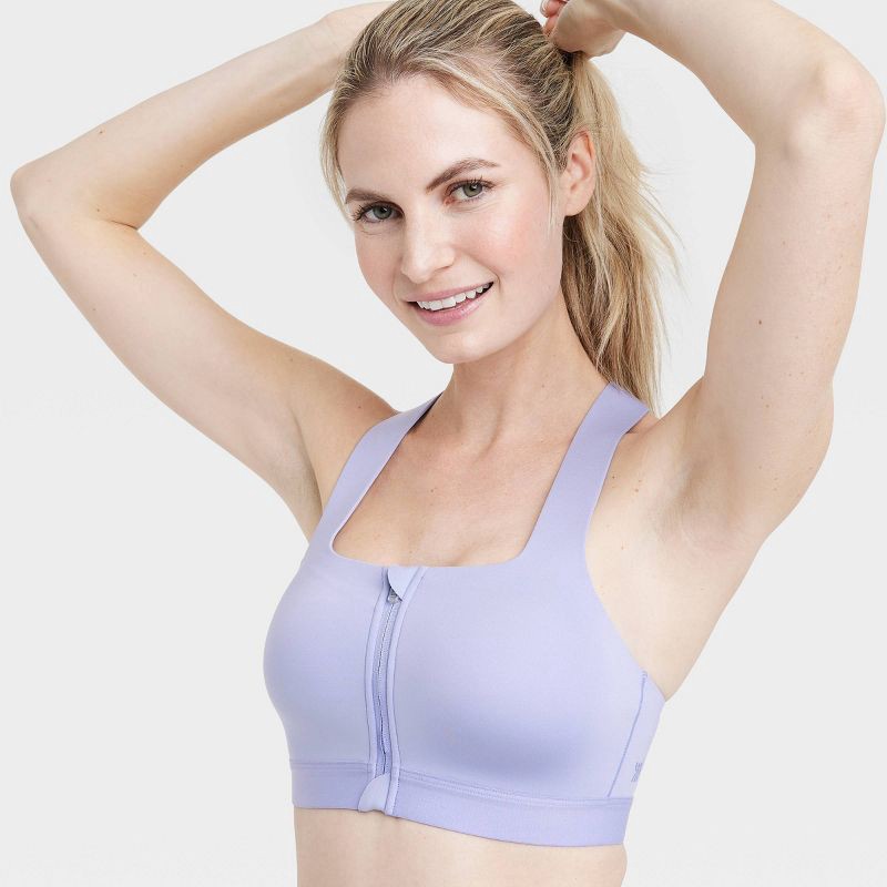 Women's Sculpt High Support Zip Front Sports Bra - All In Motion™ Lilac  Purple 36D 1 ct