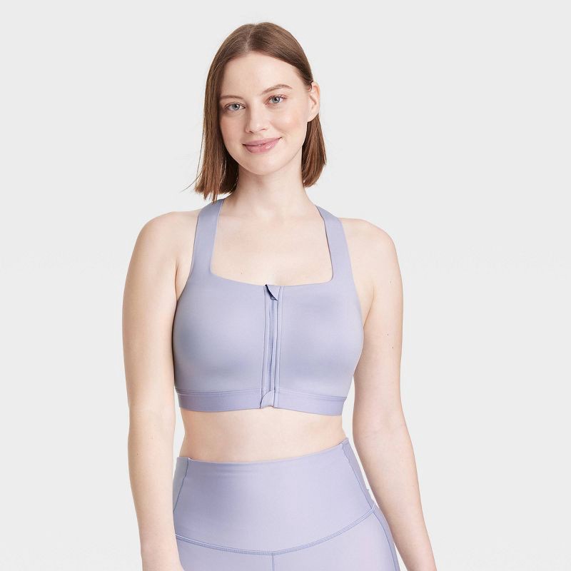 Women's Sculpt High Support Zip Front Sports Bra - All In Motion™ Lilac  Purple 34DD 1 ct