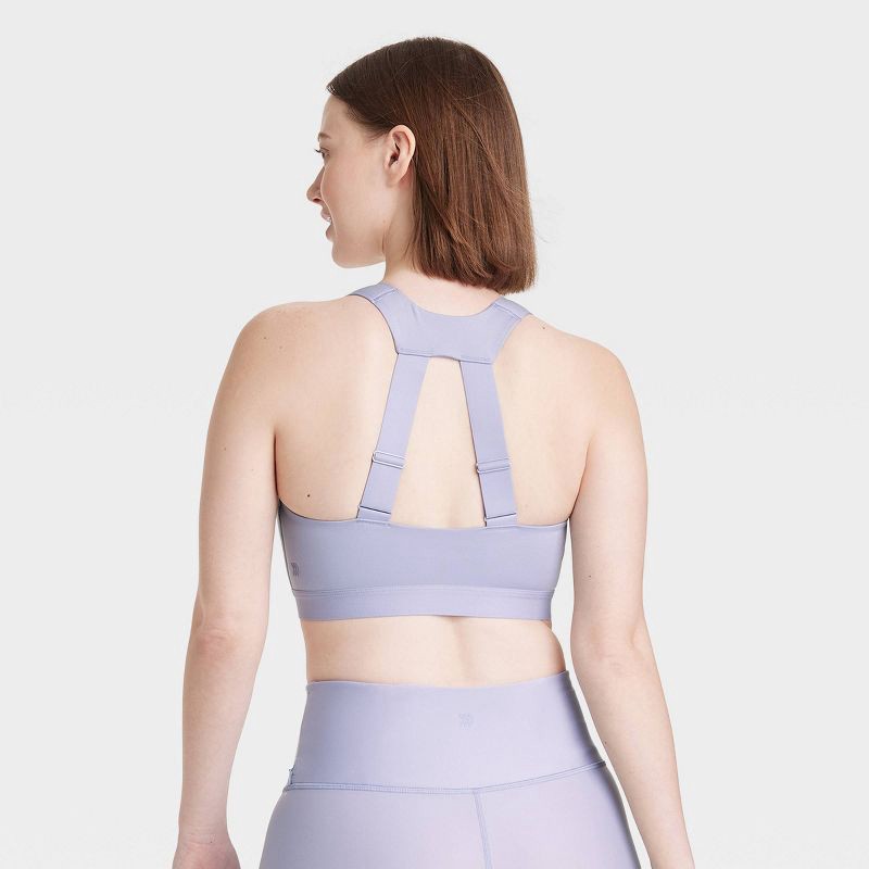 Sports Bra High Support with Zip - Purple