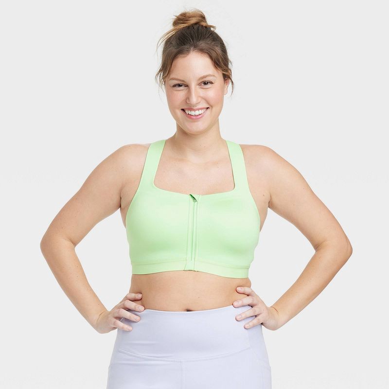 Women's Sculpt High Support Zip-front Sports Bra - All In Motion™ White 36b  : Target