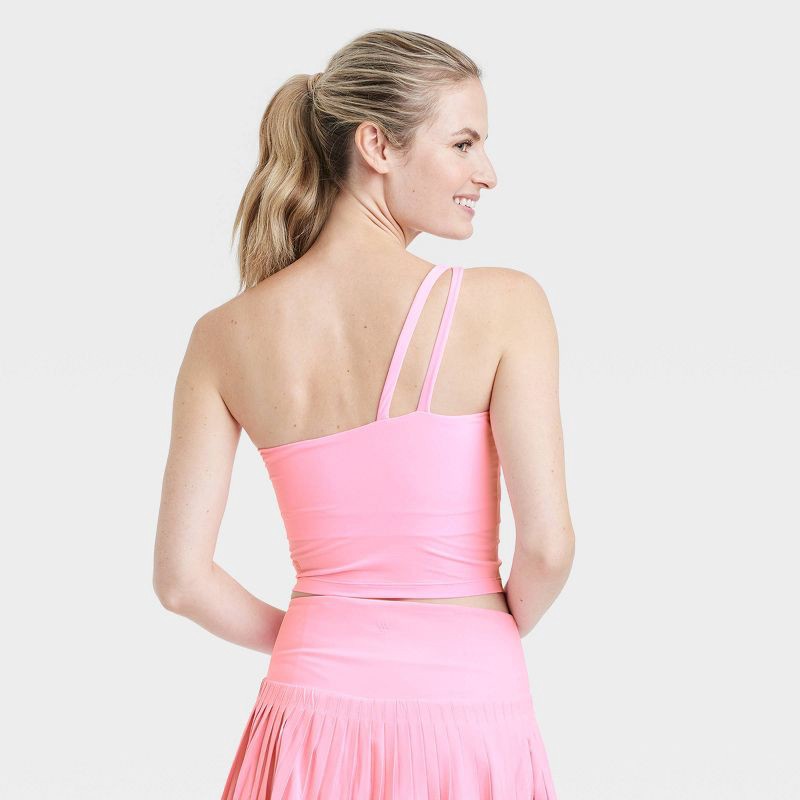 Women's Light Support Asymmetrical Crop Sports Bra - All In Motion™ Pink Xs  : Target