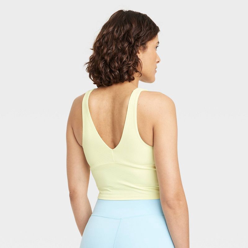 Women's Flex Light Support Rib V-neck Crop Sports Bra - All In Motion™  Light Yellow Xs : Target