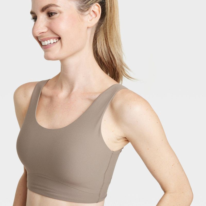 Women's Everyday Soft Medium Support Longline Sports Bra - All In Motion™  Taupe L