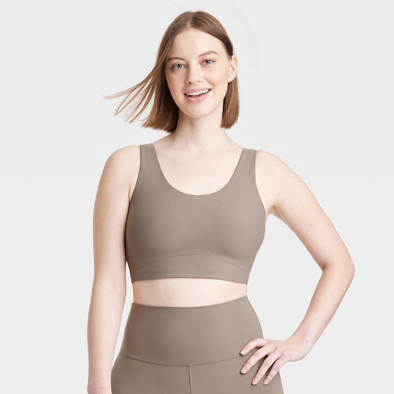 Women's Everyday Soft Medium Support Longline Sports Bra - All In Motion™  Taupe XL 1 ct