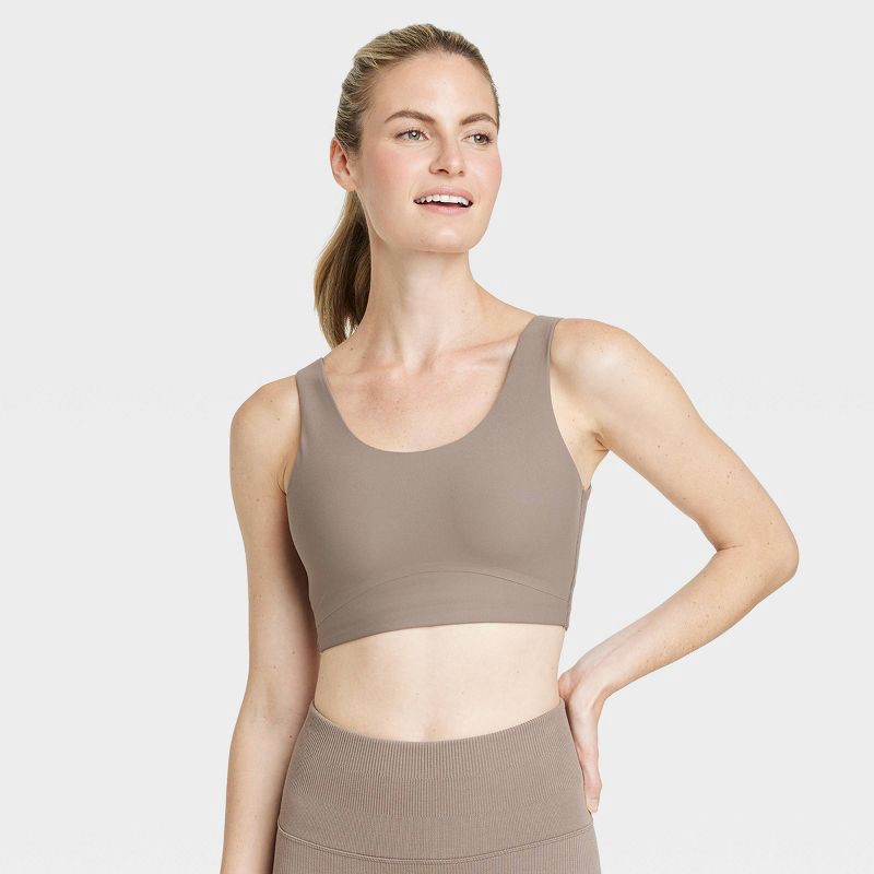 Women's Everyday Soft Medium Support Longline Sports Bra - All In Motion™  Taupe XXL 1 ct