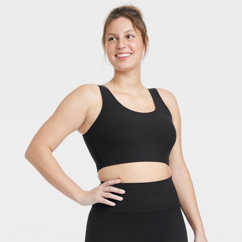slide 3 of 6, Women's Everyday Soft Medium Support Longline Sports Bra - All In Motion™ Black M: Moisture Wicking, Quick Drying, 1 ct