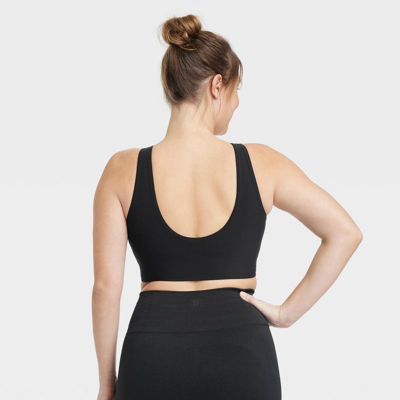 slide 4 of 6, Women's Everyday Soft Medium Support Longline Sports Bra - All In Motion™ Black M: Moisture Wicking, Quick Drying, 1 ct