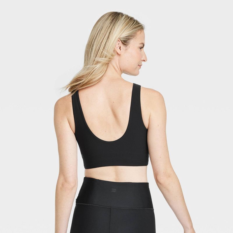slide 2 of 6, Women's Everyday Soft Medium Support Longline Sports Bra - All In Motion™ Black L: Moisture Wicking, Quick Drying, 1 ct