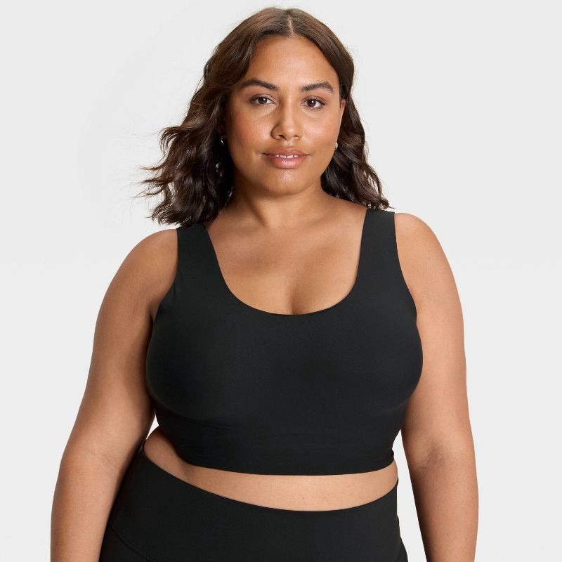 slide 3 of 5, Women's Everyday Soft Medium Support Longline Sports Bra - All In Motion™ Black XXL: Moisture Wicking, Quick Drying, 1 ct