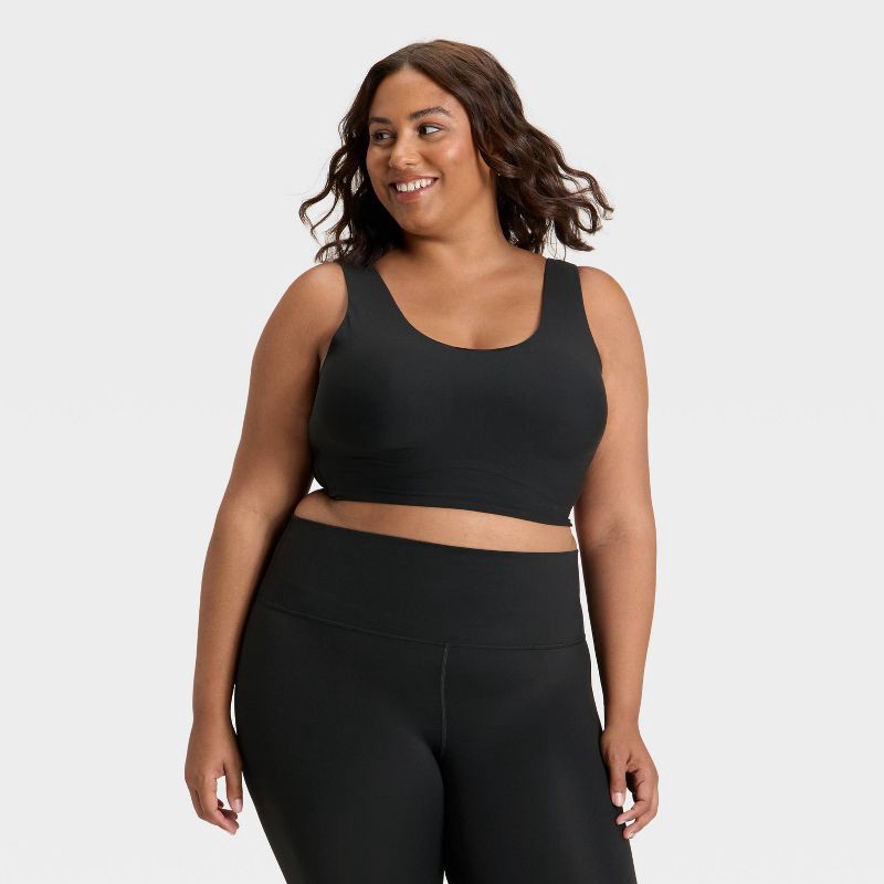slide 1 of 5, Women's Everyday Soft Medium Support Longline Sports Bra - All In Motion™ Black XXL: Moisture Wicking, Quick Drying, 1 ct