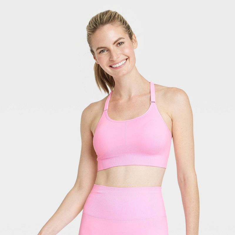 Women's Seamless Medium Support Cami Midline Sports Bra - All In Motion™  Pink XS 1 ct