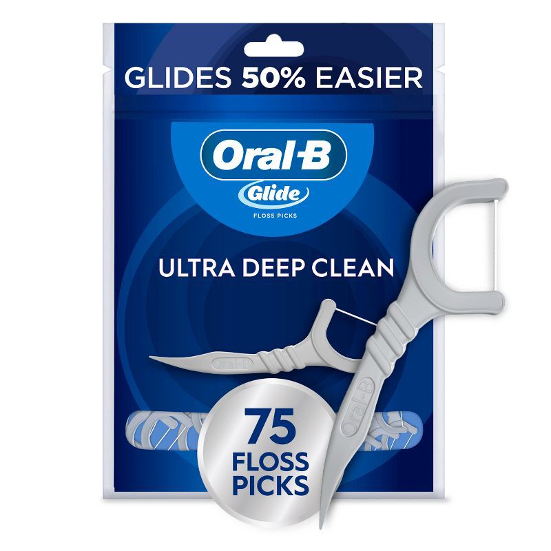 slide 1 of 8, Oral-B Glide Ultra Deep Clean Floss Picks Cool Mint Flavor - 75ct, 75 ct