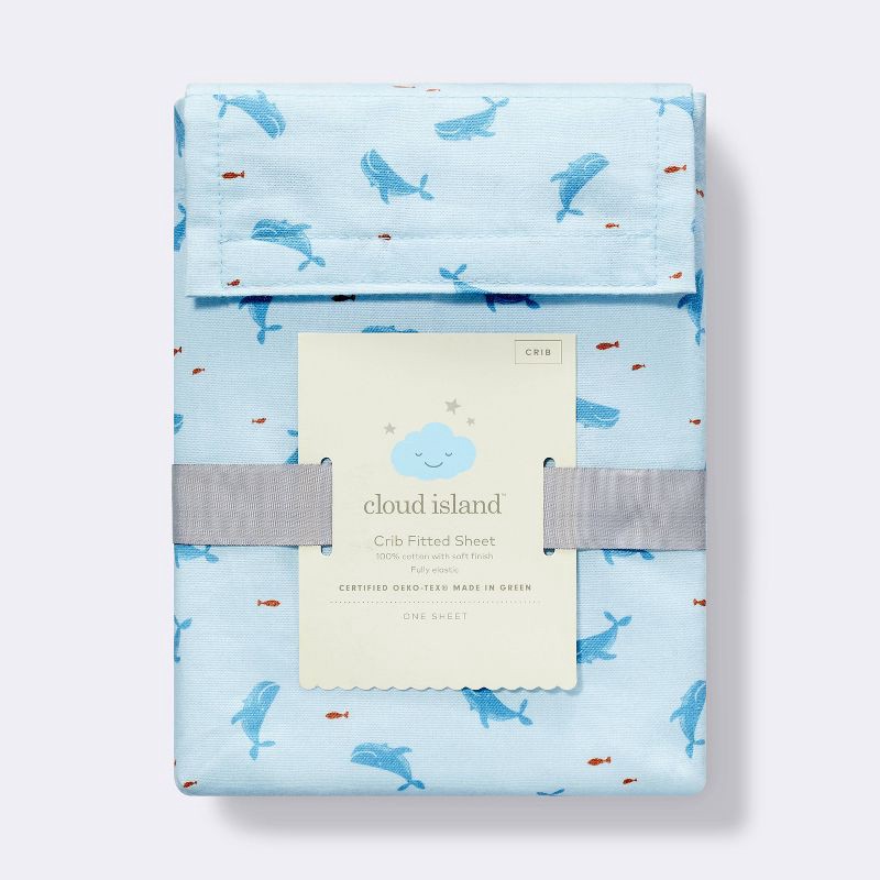slide 4 of 4, Cotton Fitted Crib Sheet - Whales - Cloud Island™, 1 ct