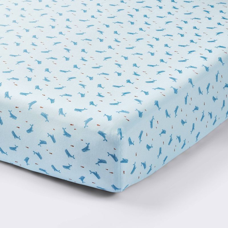 slide 1 of 4, Cotton Fitted Crib Sheet - Whales - Cloud Island™, 1 ct