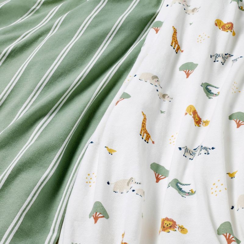 slide 3 of 4, Fitted Jersey Crib Sheet - Safari Stripes - 2pk - Cloud Island™, 2 ct