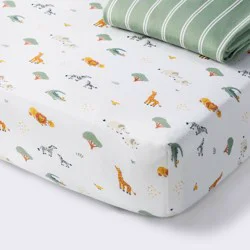 Fitted Jersey Crib Sheet - Safari Stripes - 2pk - Cloud Island™