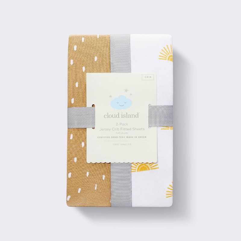 slide 4 of 4, Fitted Jersey Crib Sheet - Sun Dashes - 2pk - Cloud Island™, 2 ct