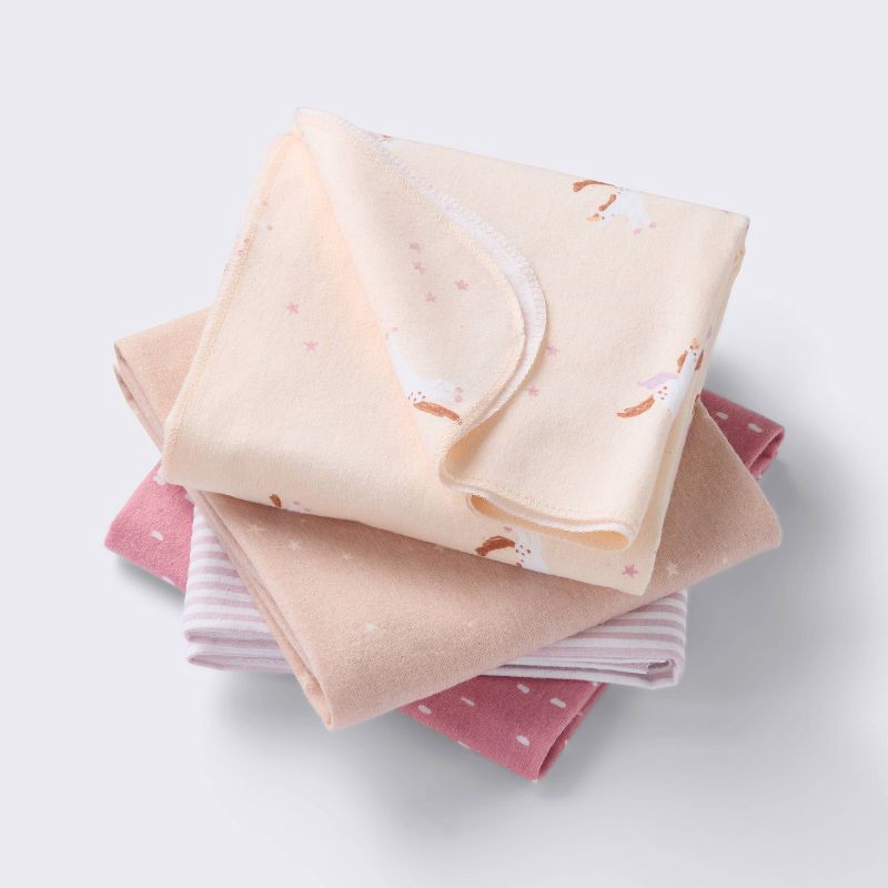 slide 1 of 4, Flannel Baby Blankets - Unicorns - 4pk - Cloud Island™, 4 ct