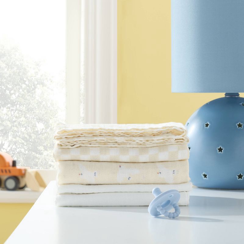 slide 2 of 4, Muslin Swaddle Baby Blanket - Birds Stripes - 3pk - Cloud Island™, 3 ct