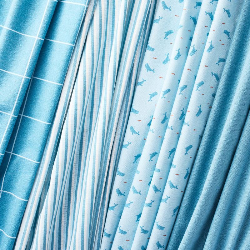 slide 3 of 4, Flannel Baby Blanket - Whales - 4pk - Cloud Island™, 4 ct