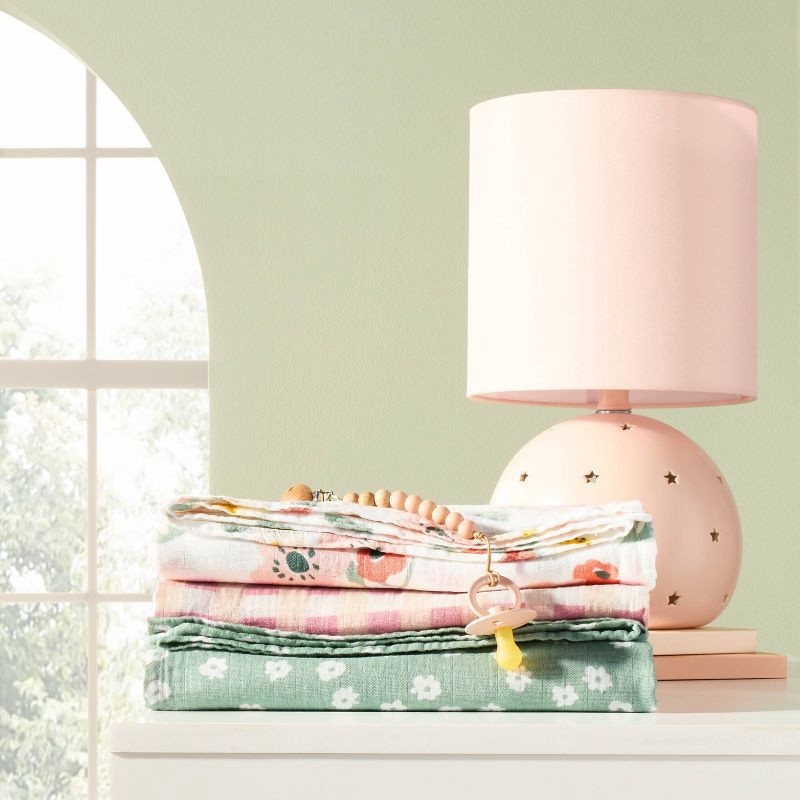 slide 2 of 4, Muslin Swaddle Baby Blanket - Floral Gingham - 3pk - Cloud Island™, 3 ct