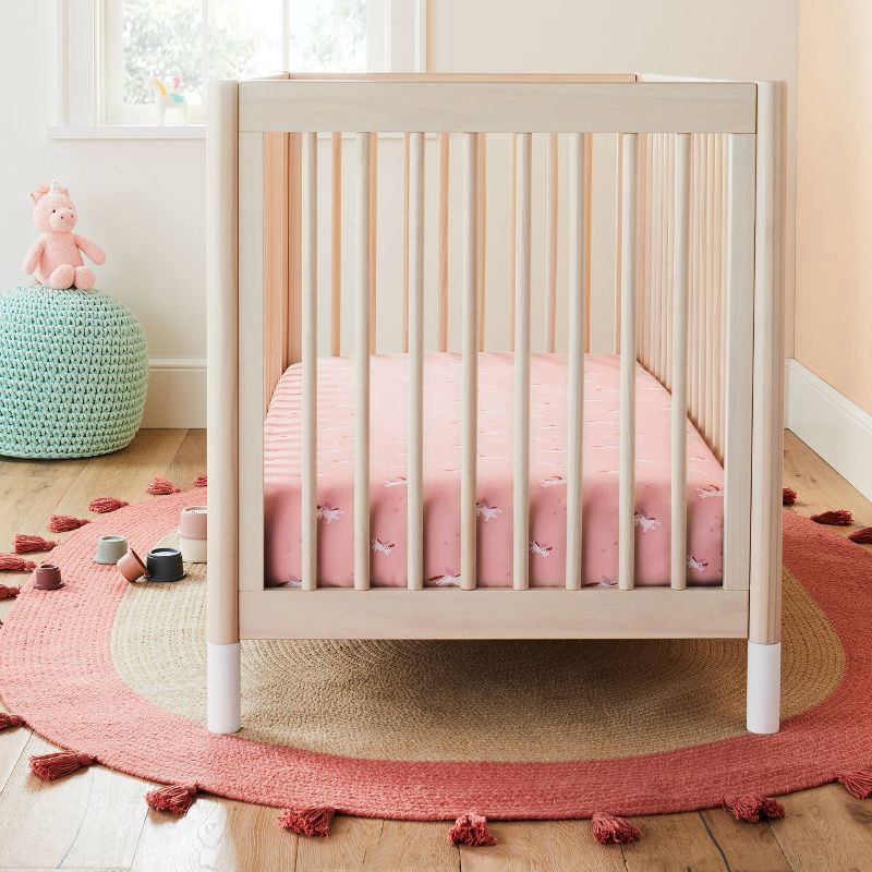 slide 2 of 4, Cotton Fitted Crib Sheet - Unicorn - Cloud Island™, 1 ct