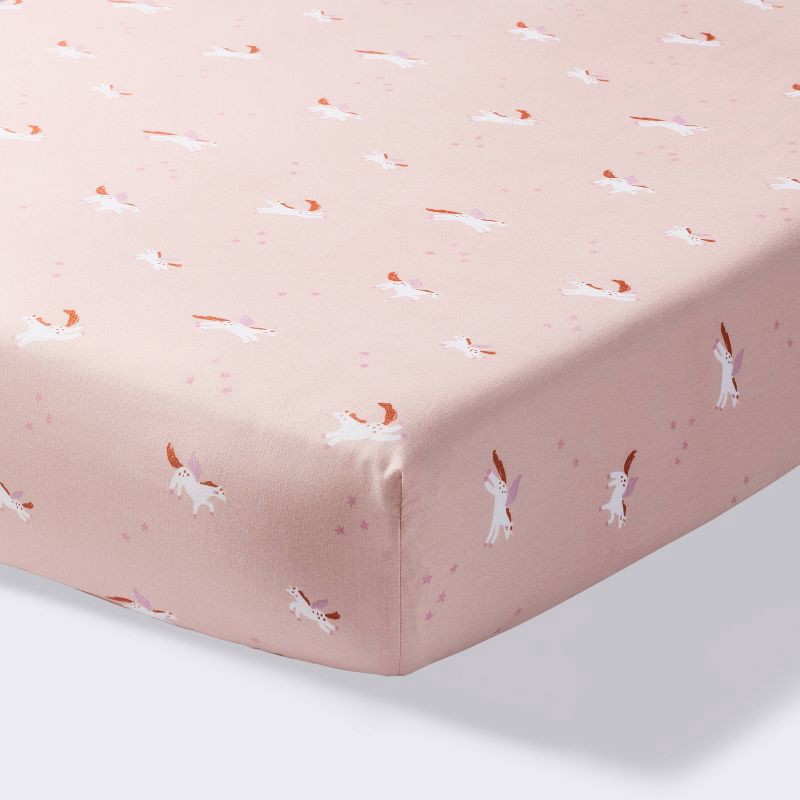 slide 1 of 4, Cotton Fitted Crib Sheet - Unicorn - Cloud Island™, 1 ct