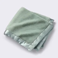 Solid Satin Edge Plush Blanket - Green - Cloud Island™
