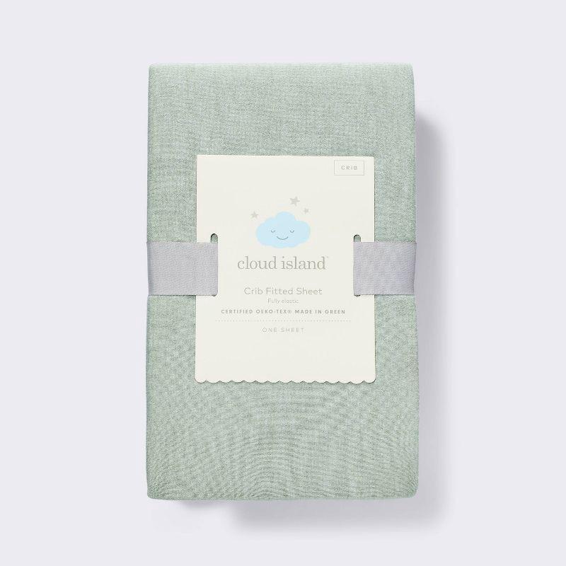 slide 4 of 4, Polyester Rayon Fitted Crib Sheet - Green - Cloud Island™, 1 ct