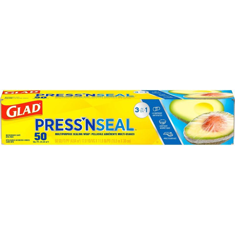 slide 8 of 14, Glad Press'N Seal - 50 sq ft, 50 sq ft