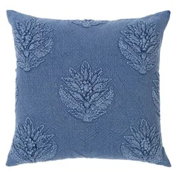 Haven + Key Floral Pattern Decorative Throw Pillow - Blue