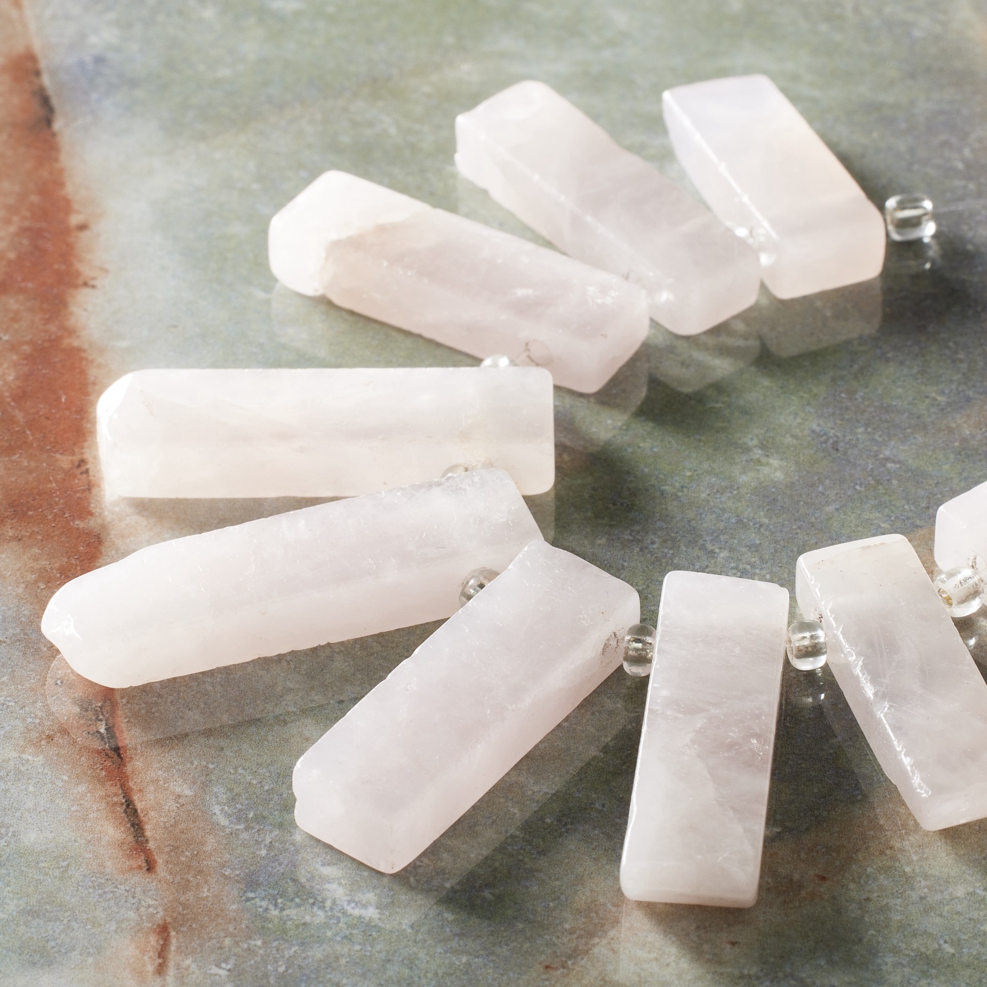 slide 3 of 3, Rose Quartz Stick Beads, 14mm By Bead Landing Sedona, 14mm