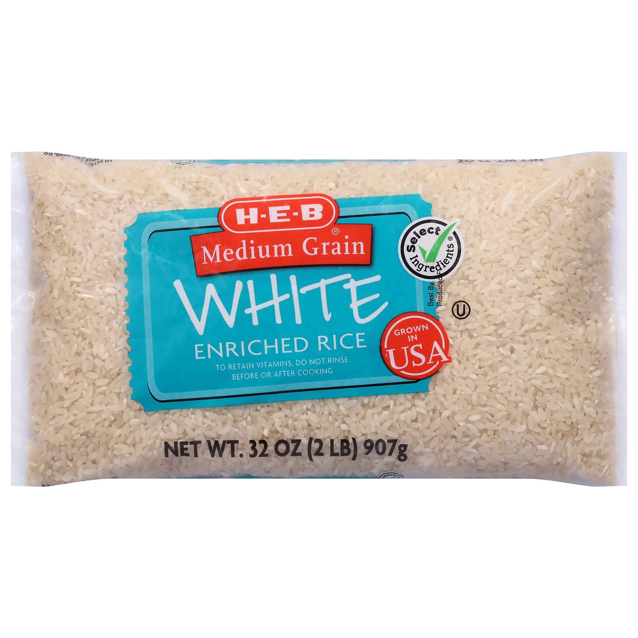 slide 1 of 1, H-E-B Medium Grain Enriched Rice, 2 lb