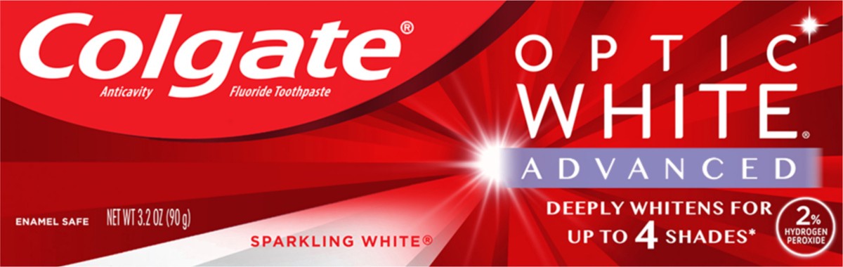 slide 5 of 7, Colgate Optic White Advanced Teeth Whitening Toothpaste, Sparkling White, 3.2 oz
