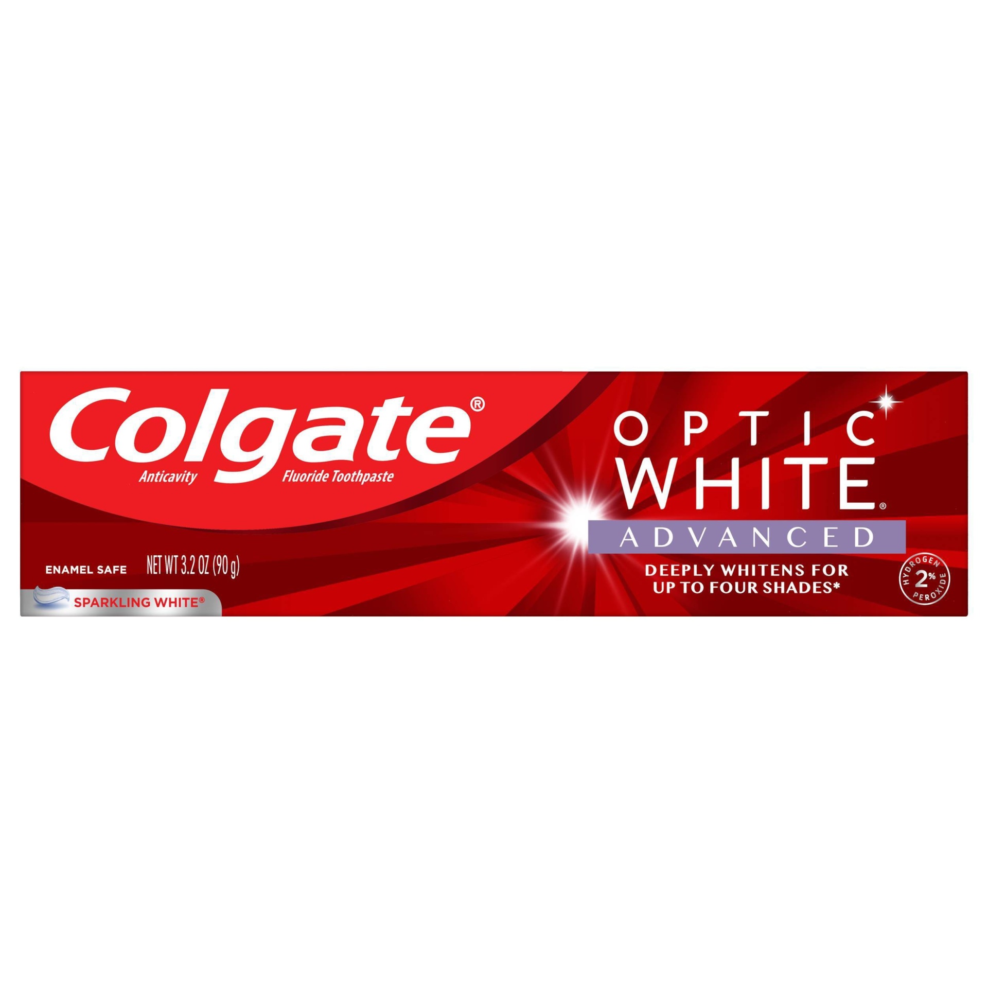 slide 1 of 5, Colgate Optic White Advanced Teeth Whitening Toothpaste, Sparkling White, 3.2 oz